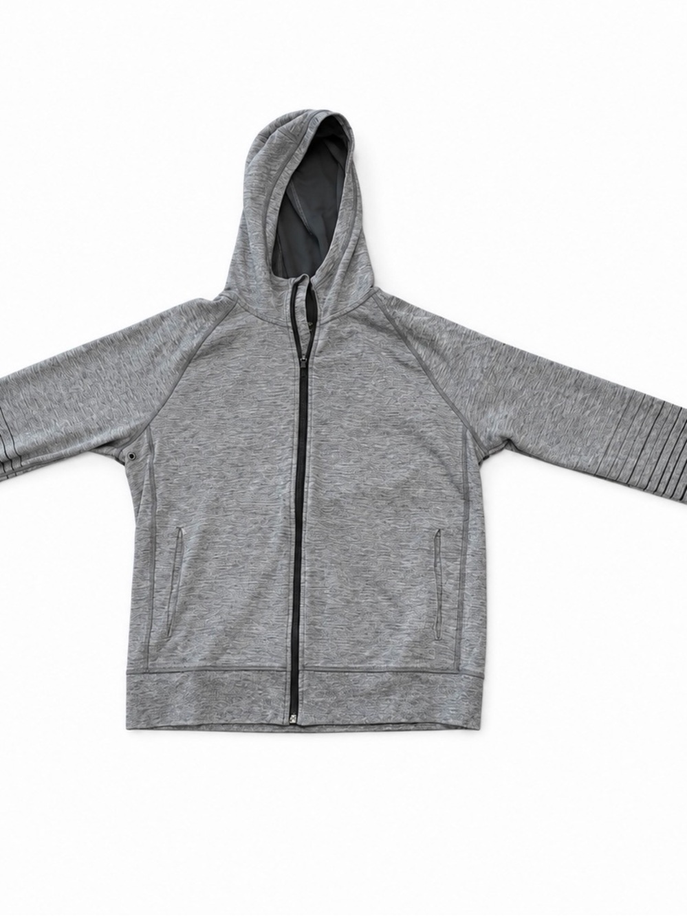 Men’s Gray Zip-Up Hooded Sweatshirt